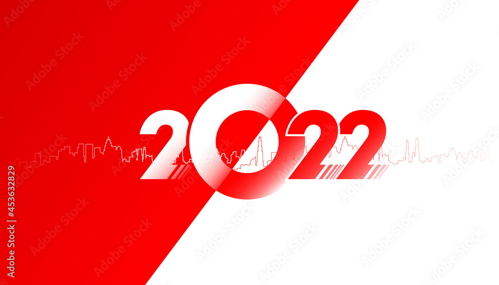 Vector Happy New Year 2022 typography design on red and white background. Vector Happy New Year 2022 typography design on red and white background.