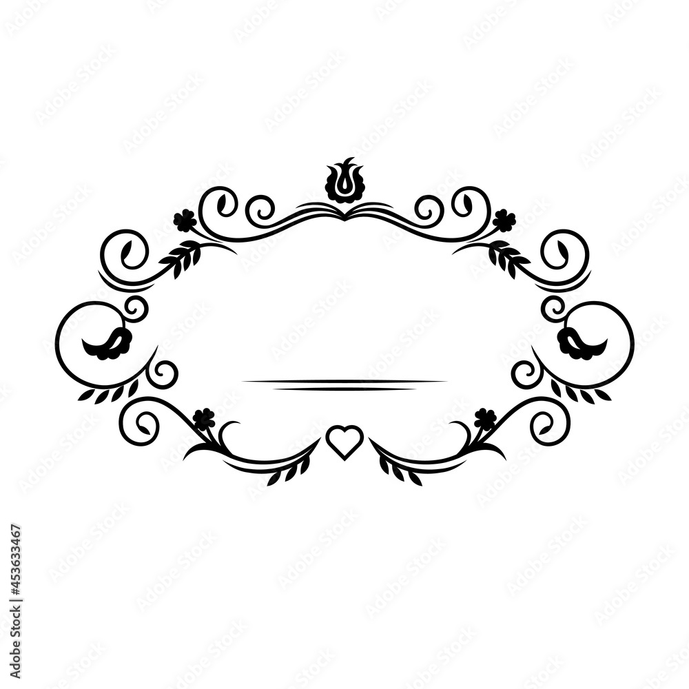 VINTAGE frame template. Decorative floral elements for the design of wedding cards and prints. Abstract plant motives. Vector illustration.