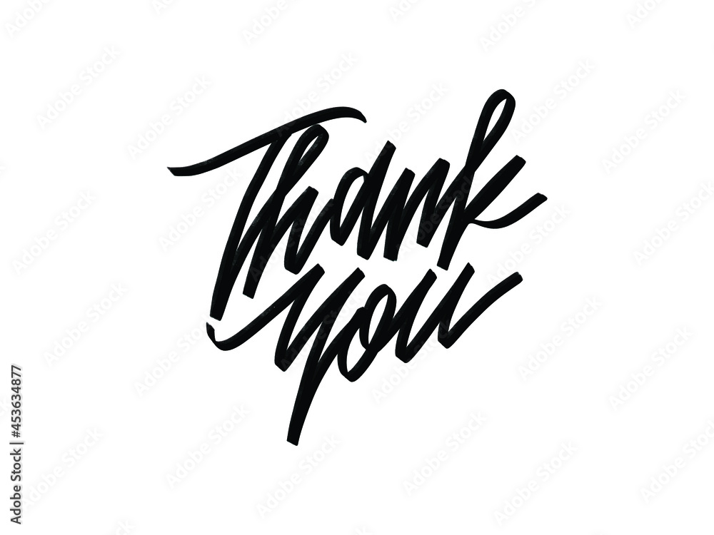 Thank you. Hand written lettering isolated on white background.Vector template for poster, social network, banner, cards. Thank you. Hand written lettering isolated on white background.Vector template for poster, social network, banner, cards.