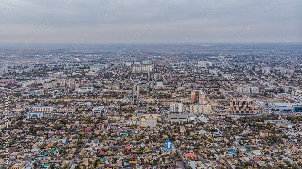 Fototapeta premium the city of astrakhan in russia from a height