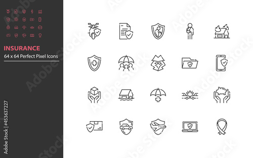 set of insurance line icons, save, risky