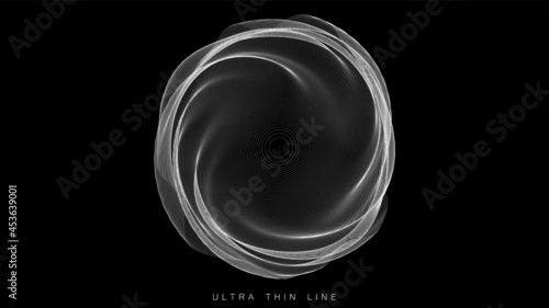 Distorted line spheres. Vector thin line glitch geometry.