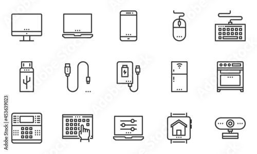 Home Electronics Devices Icons Vector , Laptop, Phone,Burglar Alarm