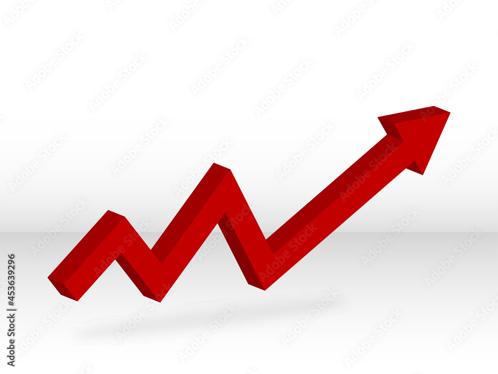 3D Arrow Growth Up Concept. Infographic Template for business background. 3D Red Arrow with shadow on white background for your design, app, UI. EPS 10 3D Arrow Growth Up Concept. Infographic Template for business background. 3D Red Arrow with shadow on white background for your design, app, UI. EPS 10