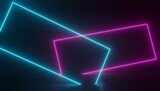 3d render of RGB neon light on darkness background. Abstract Laser lines show at night. Ultraviolet spectrum beam scene