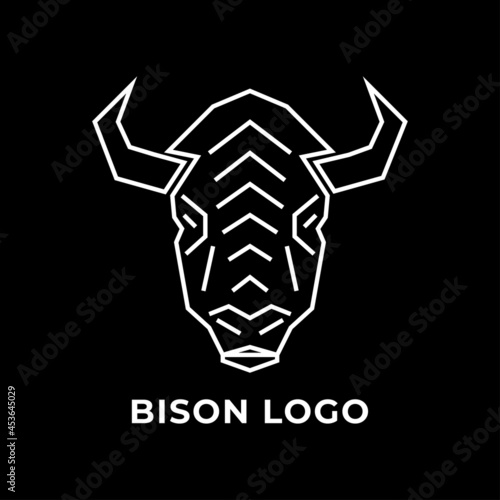 Simple line art bison logo vector illustration