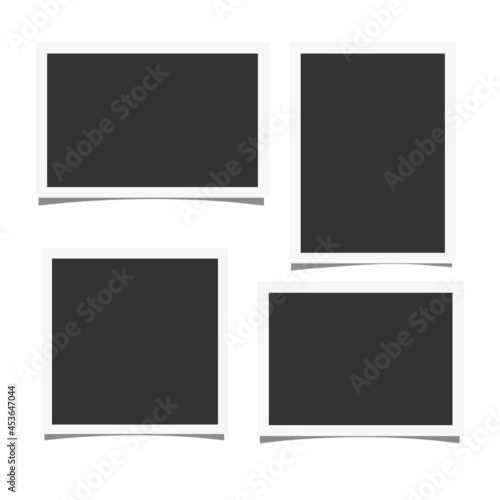 Set of retro realistic photo frames with side ratios 3:2, 4:3 and 1:1 placed on white background. Template photo design.