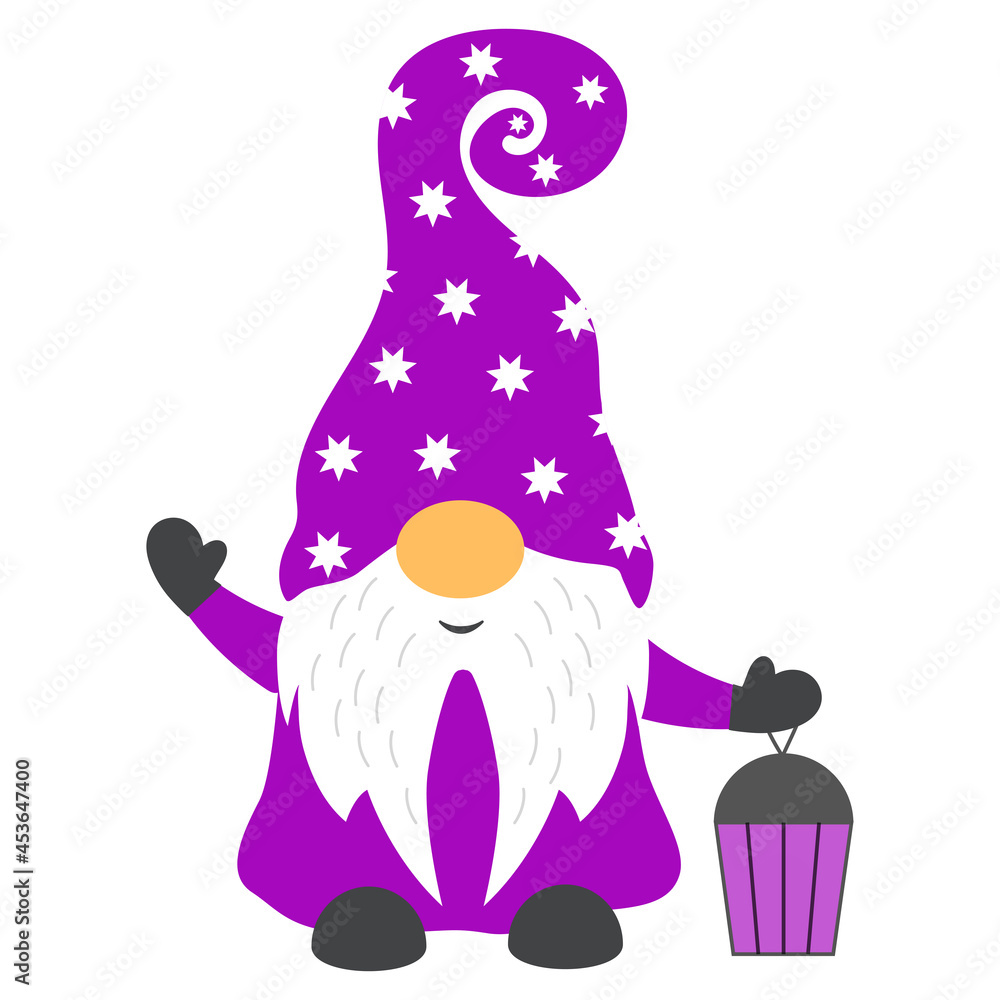 Obraz premium vector illustration of a Christmas gnome on a white background