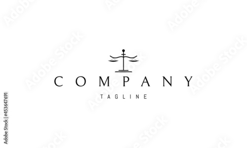 Vector logo on which an abstract image of the scales of justice in a minimalistic style.