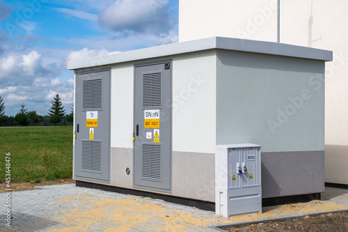 outdoor transformer station on a sunny day photo