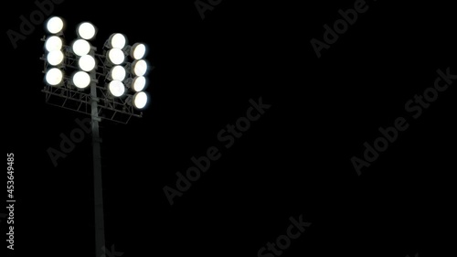 Looping Video Of Sports Stadium Lights Turning On And Then Off, With Copy Space