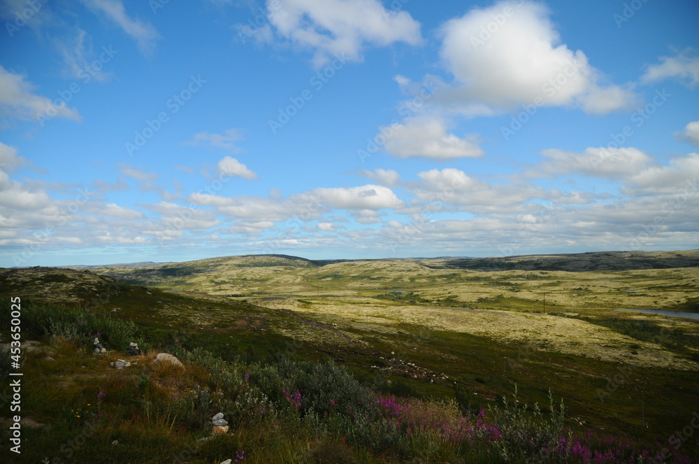 Karelia, landscape, sky, mountain, nature, clouds, cloud, hill, grass, summer, field, green, countryside, hills, mountains, travel, rural, meadow, view, scenic, tourism, panorama