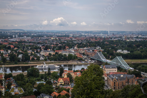 Panorama der Elbe am Blauen Wunder, Dresden
