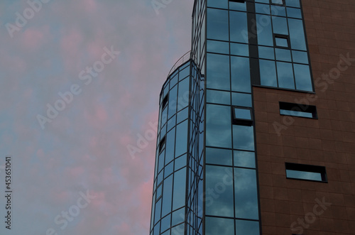 modern glass building at mullin dawn