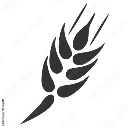 Barley ear vector illustration. Flat illustration iconic design of barley ear, isolated on a white background.