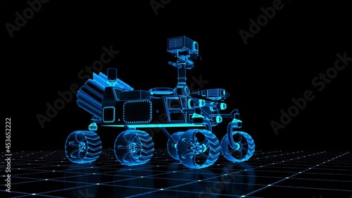 a virtual mars rover on a grid (3d rendering) photo