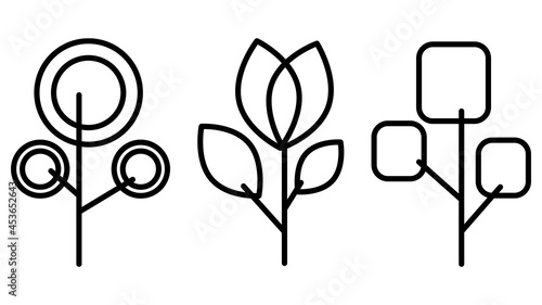 Set of tree line icons. Vector
