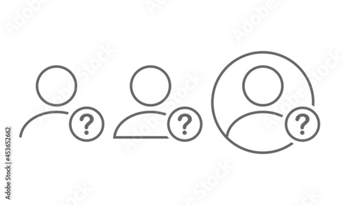 User profile with question icon. Unknown person, suspect concept. Illustration vector
