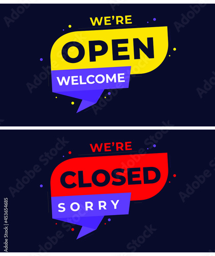 We're open and we're closed signs - easily printable vector signs
