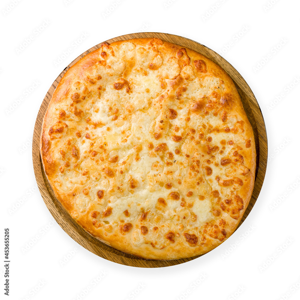khachapuri with cheese (megrelian) georgian cuisine top view, isolated on white background khachapuri with cheese (megrelian) georgian cuisine top view, isolated on white background