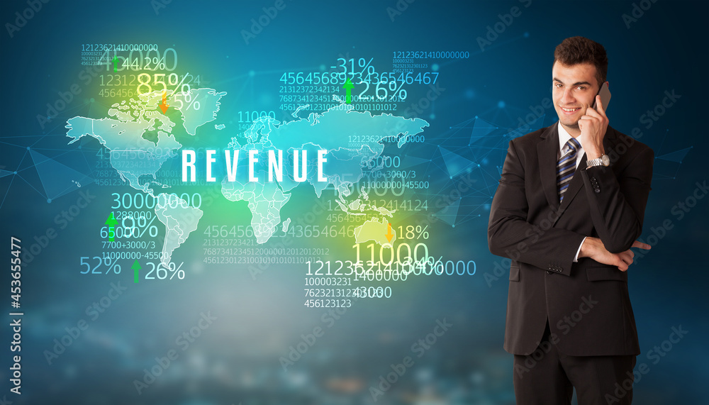 Businessman thinking about market concept Businessman thinking about market concept