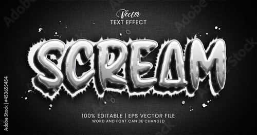 Scream text, fright and shocked editable text effect style template