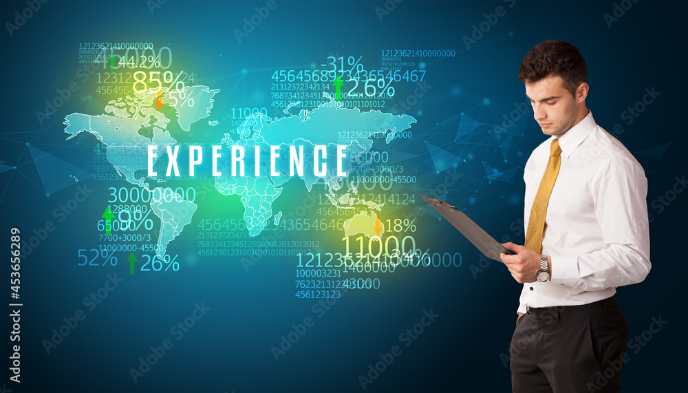 Businessman thinking about market concept Businessman thinking about market concept
