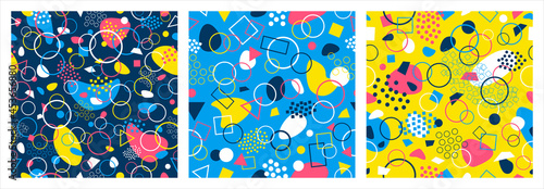 Set of abstract vector seamless pattern. Abstract contemporary modern trendy vector illustration. Children's design. Texture for design wallpaper, posters, illustrations