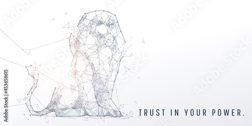 Abstract geometric and vertex of lion and power of technology and futuristic concept