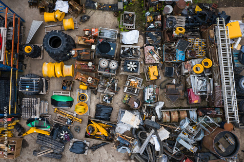 Aerial view of a scrap metal merchant junkyard