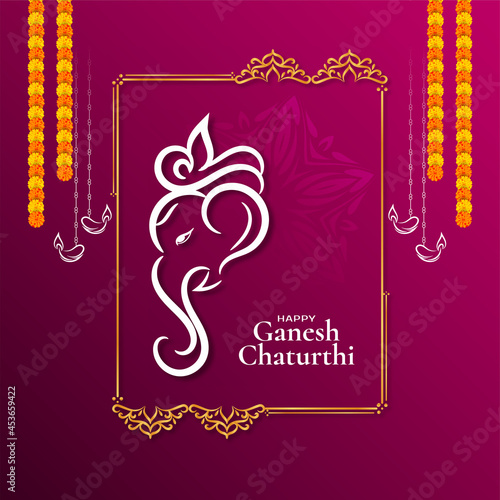 Happy Ganesh Chaturthi hindu festival decorative frame background