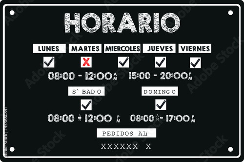 Horario para Tienda en Rgb, cambiar a CMYK