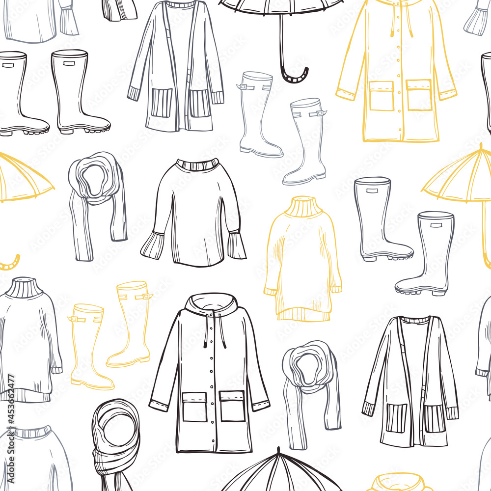 Autumn women's clothes. Vector pattern Autumn women's clothes. Vector pattern