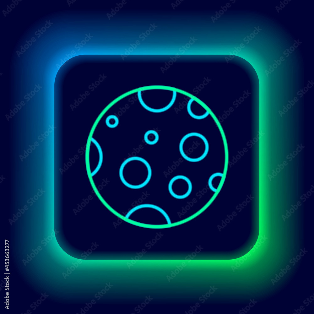 Glowing neon line Moon icon isolated on black background. Colorful outline concept. Vector Glowing neon line Moon icon isolated on black background. Colorful outline concept. Vector