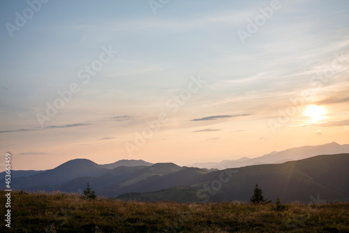 Beautiful sunset in the alpine zone of the Carpathians above the Rodna Alps