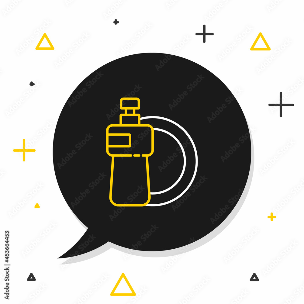Line Dishwashing liquid bottle and plate icon isolated on white background. Liquid detergent for washing dishes. Colorful outline concept. Vector Line Dishwashing liquid bottle and plate icon isolated on white background. Liquid detergent for washing dishes. Colorful outline concept. Vector