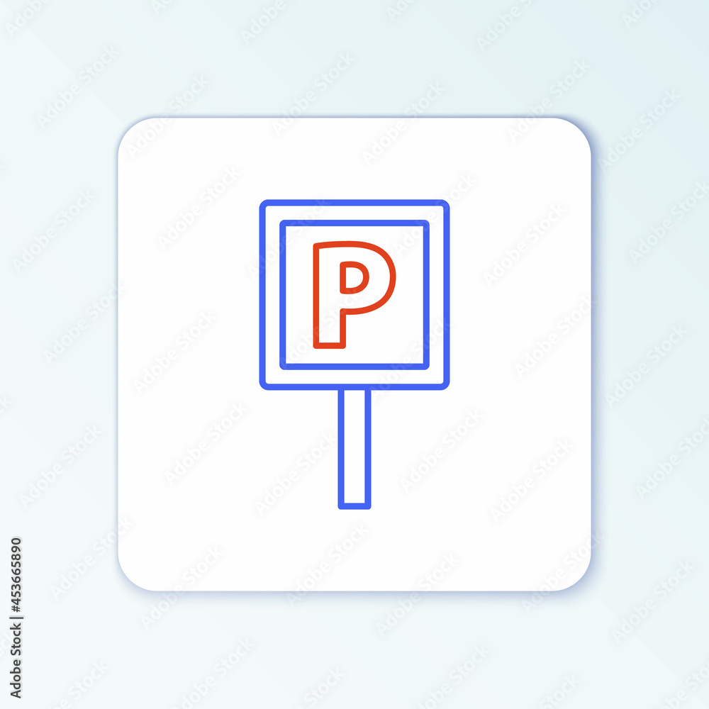 Line Parking icon isolated on white background. Street road sign. Colorful outline concept. Vector Line Parking icon isolated on white background. Street road sign. Colorful outline concept. Vector