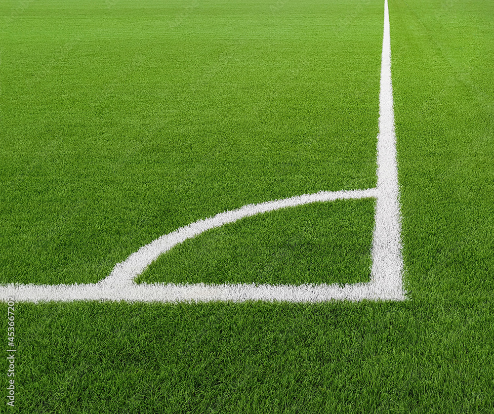 Fototapeta premium soccer floor corner, border, corner kick line, texture or pattern, source