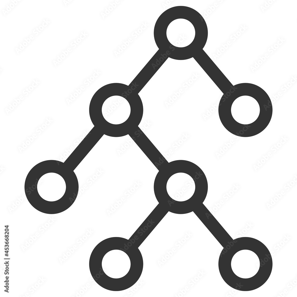 Binary tree vector illustration. Flat illustration iconic design of binary tree, isolated on a white background. Binary tree vector illustration. Flat illustration iconic design of binary tree, isolated on a white background.