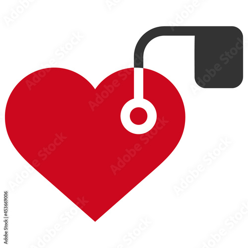 Heart pacemaker vector illustration. Flat illustration iconic design of heart pacemaker, isolated on a white background.