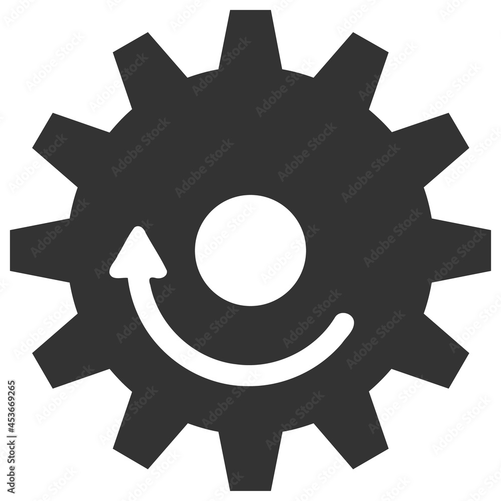 Gear wheel rotation vector illustration. Flat illustration iconic design of gear wheel rotation, isolated on a white background. Gear wheel rotation vector illustration. Flat illustration iconic design of gear wheel rotation, isolated on a white background.