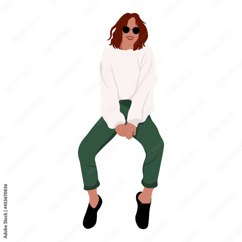 Flat Vector People Illustration. Casual woman character. Isolated vector illustration.