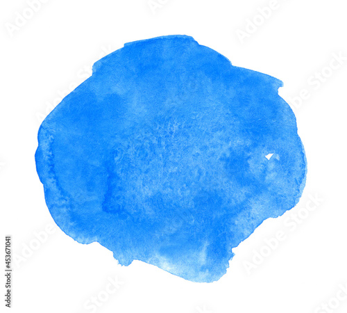 Abstract blue watercolor background for text or logo isolated on white. Hand drawn watercolor cloud	