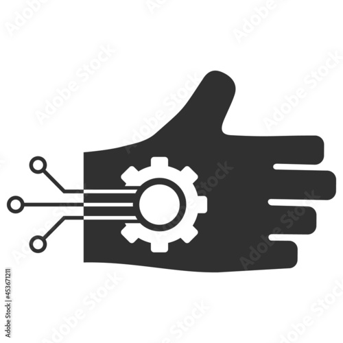 Mechanical arm vector illustration. Flat illustration iconic design of mechanical arm, isolated on a white background.