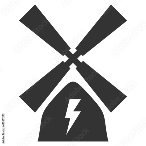 Wind power plant vector illustration. Flat illustration iconic design of wind power plant, isolated on a white background.