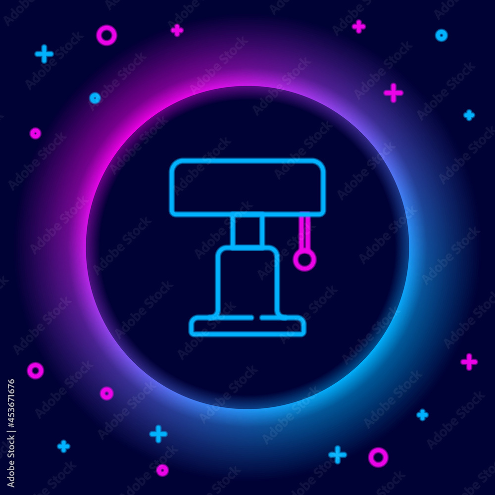 Glowing neon line Table lamp icon isolated on black background. Colorful outline concept. Vector Glowing neon line Table lamp icon isolated on black background. Colorful outline concept. Vector