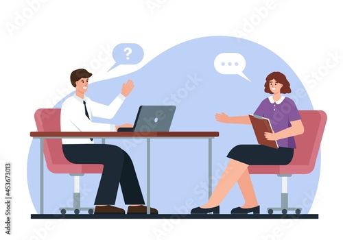 Job interview. Recrutment or Employment service.