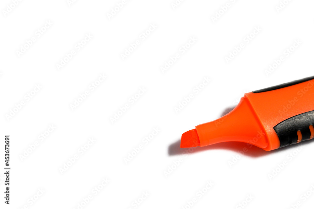 Orange marker without cap on white background Orange marker without cap on white background