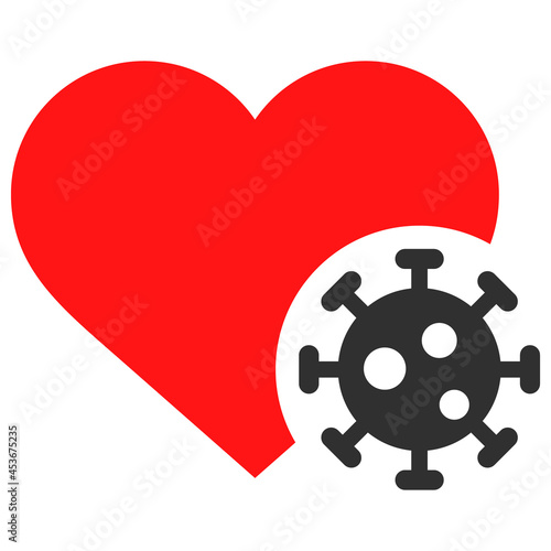 Heart infection vector illustration. Flat illustration iconic design of heart infection, isolated on a white background.