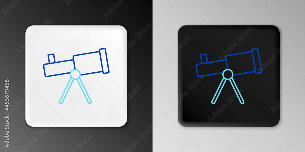 Line Telescope icon isolated on grey background. Scientific tool. Education and astronomy element, spyglass and study stars. Colorful outline concept. Vector Line Telescope icon isolated on grey background. Scientific tool. Education and astronomy element, spyglass and study stars. Colorful outline concept. Vector